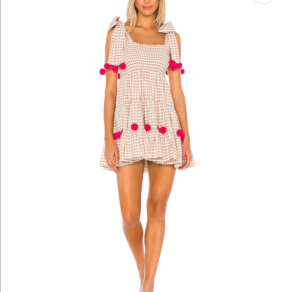 Sundress Pippa Mini Dress in Gingham Beige size M/L
